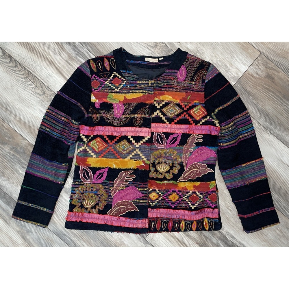 Choices Vintage Embroidered Jackets Colorful, Size Medium